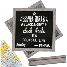 FEMBW 30 x 30 cm Double-Sided Retro Felt Letter Board, Letter Boards with 1100+ 4 Colours Letters and Words Cursive, Felt Message Letter Board with Wooden Stand