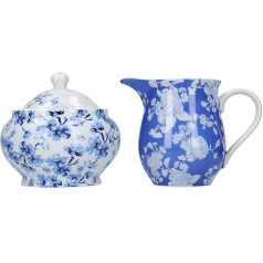 MIKASA MKHAMSUGCRE Hampton Milk Jug and Sugar Bowl Set in Gift Box, Porcelain, White