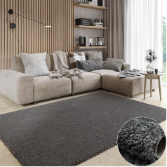 MY-RUG Shaggy Star Rug High Pile Rectangular Dark Grey 150 x 100 cm Bedroom Rug, Fluffy Rug, Cheap