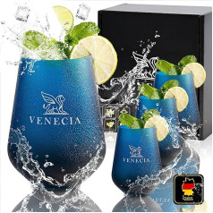 Liedlich Venecia Glasses - 4 x 500 ml Drinking Glasses Set - German Luxury Drinking Glass - Sustainable Gin Glasses - Gin Glasses, Water Glasses, Long Drink Glasses, Cocktail Set, Whisky Glasses,
