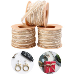 Wenlai 3 Rolls Jute Ribbon Craft Ribbon Natural Jute Hemp Braided Rope Hessian Ribbon Party Craft Decoration for Party Wedding Craft DIY Home Decoration