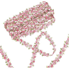 GORGECRAFT 5 Yards Floral Lace Trim Pink Flower DIY Lace Applique Sewing Craft Lace Edge Trim For Wedding Dresses Embellishment DIY Party Decor Clothing