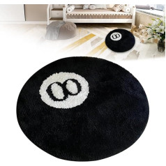 Rug for 8 Balls, Black Carpet Round, Non-Slip Bath Mat, Flocked Non-Slip Rug, Washable Soft Bath Mat, Decorative Rug for Living Room, Dining Room, Bedroom Decoration (100 x 100 cm)