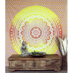 Guru Shop, Indian Mandala Cloth, Towel, Bedspread, Mandala Print, Cotton, 230 x 210 cm, Bedspread, Sofa Throw