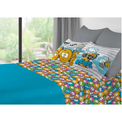 Biancheriastore New style at home Emoticon Emoji Bedding Set, 100% Cotton, Made in Italy, Flat Sheet + Fitted Sheet + Pillowcase/Double Face, Single