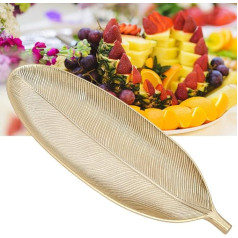 Jewellery Bowl Wooden Bowl Decorative Dessert Serving Plate, Gold Leaf Small Home Gold Fruit Plate Fruit Dishes Dessert Serving Tray Nuts Snacks Tray Tableware Home Decoration Gold