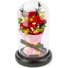 Kylin Glory Forever Flowers Real Eternal Roses Preserved Flowers Gift with LED Mood Lights for Valentine's Day Birthday Anniversary (Grande Red)
