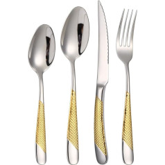 GMAXT Cutlery Set for 6 People, 24-Piece Stainless Steel Cutlery Set, Cutlery Including Two-in-One Table Knife/Fork/Spoon, Mirror Polished, Dishwasher Safe