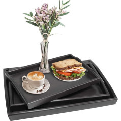 Serving Tray Set Wooden Tray Rectangular Wooden Serving Plate Made of Solid Wood Kitchen Plate for Dishes and Drinks Serving Tray (Black)