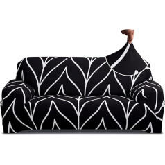 Sofa Cover 2 Seater, Elastic Sofa Cover Couch Cover, 1 Piece Universal Sofa Protector, Living Room Polyester Elastane Fabric Sofa Throw, Non-Slip Washable Sofa Cover, T3 White Lines Pattern