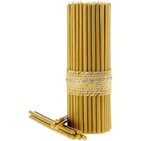 Danilovo Ritual Candles 100% Beeswax (Yellow) - Orthodox Candles for Prayer Table Decoration Wedding - Non-Toxic, Soot - Drip-Free, Sustainable Products, N20, Height: 30.5 cm, Diameter 9.6 mm (Pack of