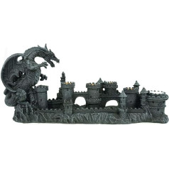 Candle Holder for 5 Candles in Decorative Gothic Dragon over Castle Design