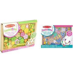 Melissa & Doug Wooden Beads Set Butterflies (120 Beads) & 14178 Wooden Bead Set, Flower Power, Multi-Colour