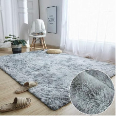Tinyboy-hbq Rugs Living Room Rugs High Pile Rugs Living Room Rug Long Pile Fluffy Rugs Bedroom for Living Room Dining Room Children's Room Bedroom (160 x 230 cm, Grey White)