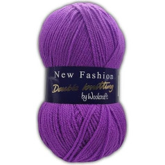 Woolcraft Doppelstrickwolle zum Stricken und Häkeln von Woolcraft, Violett, 718–100 g, 5 Stück