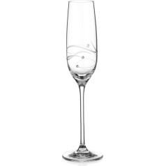 DIAMANTE Champagne Flutes Crystal Prosecco Glasses, Hand Cut and Decorated Crystals, Moda Spiral Collection, Cut Crystal Glass, Single Glass in Gift Box