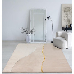 Mia's Teppiche Cielo Modern Dense Short Pile Rug, Living Room, Bedroom, Elegant Shine, Gloss Fibre, High Low Effect, Feather, Cream, 140 x 200 cm