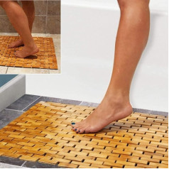 E2B® Multipurpose Bamboo Bath Mat for Shower Spa Sauna with Non Slip Feet Indoor Outdoor Kitchen Bedroom Bathroom Toilet Door Mat Pet Mat 50x68cm
