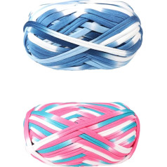 Spldsun 2 Pieces Weaving Yarn, Crochet Yarn, T-Shirt Yarn, Knitting Crochet Yarn, DIY T-Shirt Yarn, for Knitting Crochet Yarn, Basket Weaving Accessories