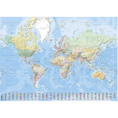 Maps Giant XXL Poster - World Map with Flags German Version - Educational Poster 1:30 Million - 140 x 100 cm - World Map with Flags German Version