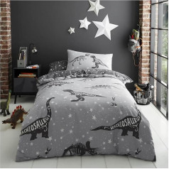 GC GAVENO CAVAILIA Kinder-Bettwäsche, Einzelbett, Dinosaurier-Welt, T-Rex Jurassic Park, Sterne, Galaxie, wendbares Junior-Bettwäsche-Set