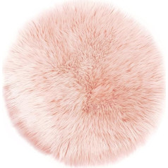 Teppich Wölkchen Faux Fur Rug | Fluffy Sheepskin Bed Rug for Bedroom Bed or Living Room Sofa Decoration | Lambskin Runner Washable | 90 cm - Round - Pink