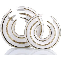 Ceramic Round Line Vase Set of 2 Golden Modern Home Decorative Vase Set (Gold Plated Line - White Gold)