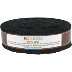 Robert Kaufman Kona Solids SS-101-40 Skinny Strips Black Colorway Pack of 40 2.5 cm 44 Inches