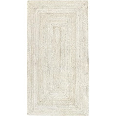 HAMID - Jute Teppich Elfenbein, Alhambra Teppich Handgefertigt Jute 100% Naturfaser de Jute, Wohnzimmer, Esszimmer, Schlafzimmer, Flurvorleger, Farbe Elfenbein, (80x150cm)