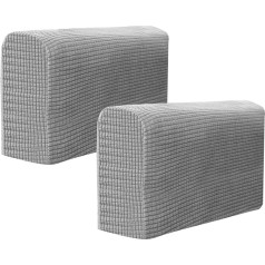 VICASKY Sofa Covers Pack of 2 Sofa Armrest Cover Universal Elastic Sofa Couch Hand Rest Cover Dust Dirtproof Sofa Chair Armrest Cover Cloth for Home Office Shop Light Grey Sofa