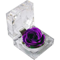 Gadpiparty Preserved Rose in a Box Eternal Flower Rose Gifts in Glass Dome with Ribbon Preserved Rose for Anniversary, Birthday, Valentine's Day, Wedding, Party Gifts (Purple)