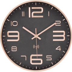 VIVILINEN Radio Wall Clock with Large Numbers Radio-Controlled Clock Round Silent Wall Clock Without Ticking Noises Radio Wall Clock Silent Wall Clock Non-Ticking Hanging Clock for Kitchen Office