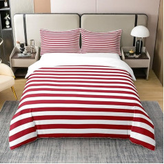 100% Cotton Girls Striped Duvet Cover King Red White Ticsuper King Stripes Bedding Set Bedroom Decor Horizontal Striped Lines Comforter Cover for Kids Women Modern Abstract Comfortable