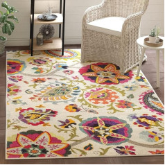 SAFAVIEH Boho Chic Teppich für Wohnzimmer, Esszimmer, Schlafzimmer - Monaco Collection, Kurzer Flor, Elfenbein und Multi, 201 X 279 cm