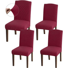 Granbest Parson High Stretch Dining Chair Covers, Universal Fit, Jacquard Removable Chair Protectors for Dining Room, Kitchen, Restaurant and Hotel (Set of 4, Wine Red)