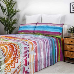 COTTON ARTean Mandala Watercolour Duvet Cover Set for 90 x 190/200 cm Bed 50% Cotton 50% Polyester