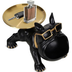 French Big Mouth Bulldog Key Shell Jewellery Storage Box, Bulldog Storage Sculpture with Tray, Small Multifunction Storage Sculpture, Entrance Art Statue Home Desktop Decoration