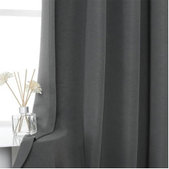 WEST LAKE Blackout Curtain with 8 Eyelets Textured Triple Weave Energy Efficient for Living Room Bedroom Thermal Insulated Noise Reduction Solid Linen 50x54x2 Inch