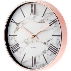 mDesign Stylish Wall Clock with Elegant Hands - Vintage Wall Clock with Black Numbers and Marble Pattern Dial - Elegant Wall Decoration for Kitchen, Living Room or Office - Rose Gold