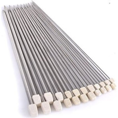H&S® Stricknadelset mit 11 Paar Edelstahl-Stricknadeln, 36 cm lang, ein Ende angespitzt, 2,0 mm, 2,5 mm, 3,0 mm, 3,5 mm, 4,0 mm, 4,5 mm, 5,0 mm, 5,5 mm, 6,0 mm, 7.0 mm, 8.0 mm, stahl, 11 Pcs Knitting Needles