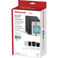 Honeywell HEPA Air Purifier Filter Kit - Includes 1 HEPA R Replacement Filter and 4A Carbon Precut Precut Filters - Airborne Allergen Air Filter Targets Wildfire/Smoke, Pollen, Pet Dander and Dust