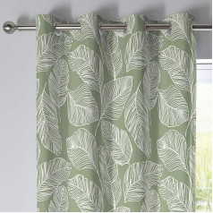 Fusion - Matteo 100% Cotton Eyelet Curtains, Green, 90