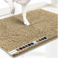 Muddy Mat AS-SEEN-ON-TV Highly Absorbent Microfiber Doormat and Pet Rug Non Slip Thick Washable Bath Mat Soft Chenille for Kitchen Bathroom Indoor Outdoor Beige M