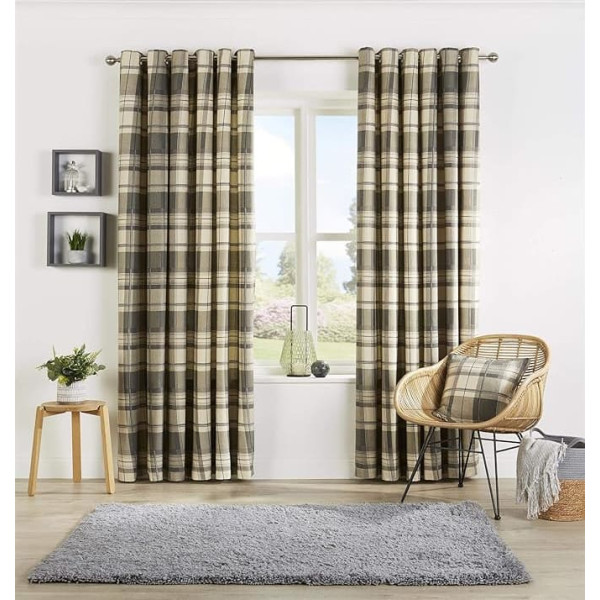 Olivia Rocco Eyelet Curtains Fully Lined Ring Top Eyelet Curtains Light Reducing Thermal Lining for Living Room Bedroom 90