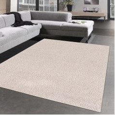 CARPETIA Flat Woven Rug for Entrance and Hallway, Plain in Beige, Size 140 x 200 cm