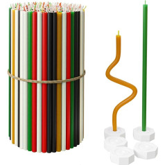 BlueBee Ritual Candles, Beeswax, Orthodox Candles for Prayer Table Decoration, Wedding, Christmas, Halloween, Non-Toxic, Soot, Drip-Free, Sustainable Products, Height: 18 cm (Multicoloured, 200 + 5