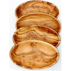 Figura Santa - Lido oval bowls made of olive wood - set of 4 wooden bowls with olive wood bowls for snacks / nuts / antipasti approx. 16 x 10 cm