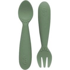 ezpz Mini Fork & Spoon Set with Spoon and Fork - Olive - 12+ Months