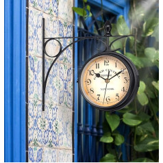 OURLITIME Double Sided Retro Wall Clock, Double Sided Wall Clock, Retro Dial with Stem Attachment, Pendulum for Indoor Outdoor Home Garden Father's Day Gift Birthday Gift