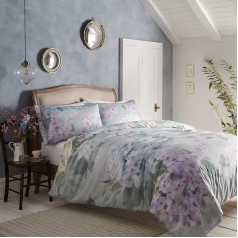 Appletree Heritage Hydrangea 100% Cotton Double Seafoam Duvet Cover Set